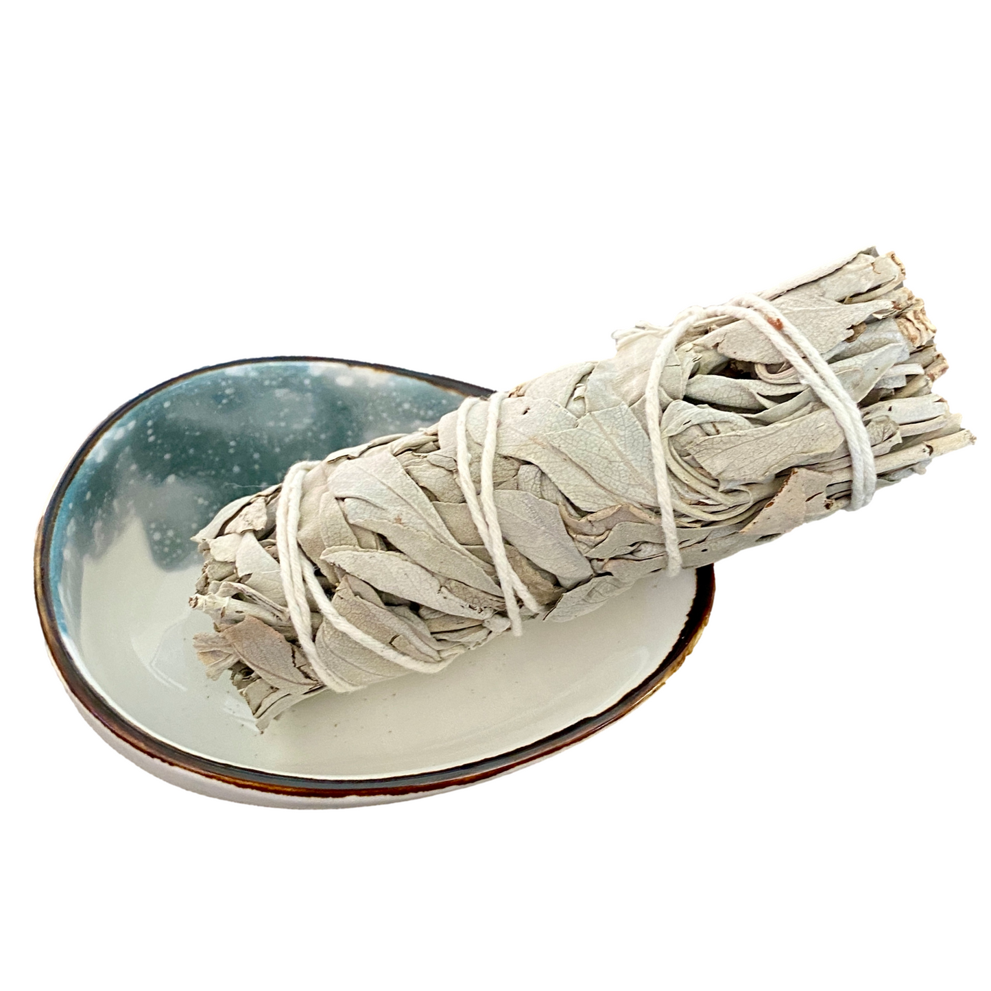 Obsidian & Clear Quartz Crystal Candles with White Sage Stick and Ceramic Abalone Dish