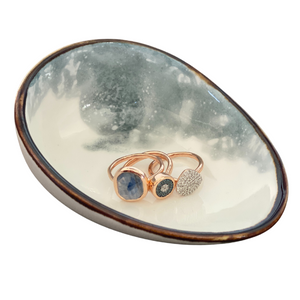 Obsidian & Clear Quartz Crystal Candles with White Sage Stick and Ceramic Abalone Dish